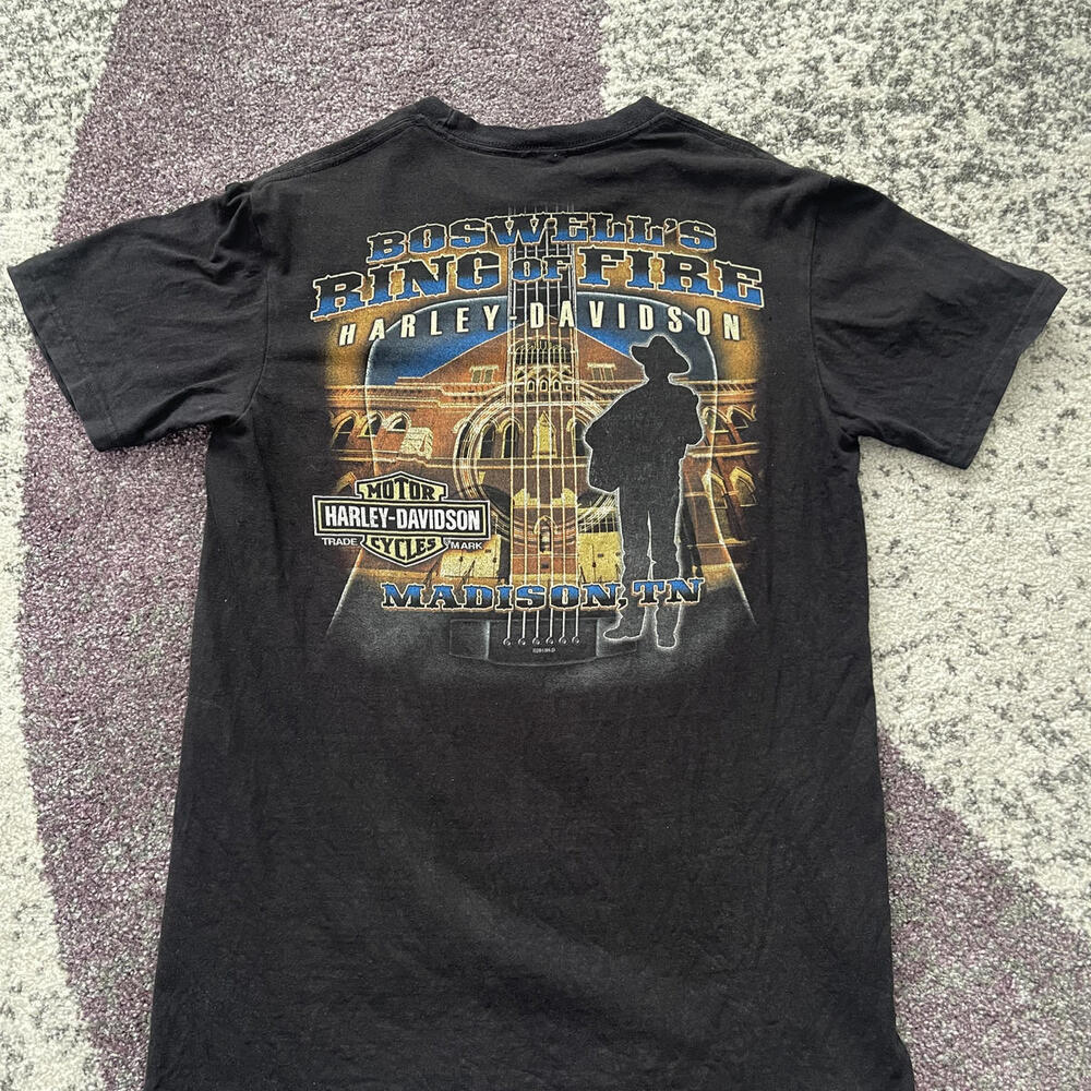 Faded 2013 Harley-Davidson Flame Wing Tee – Biker Skull Tag - Picture 4 of 4